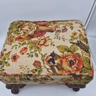 Vintage Small Floral Foot Stool  Rectagular 4 Wooden Legs Stool Ottoman 18x14x11