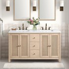 60 Inch Bathroom Vanity Cabinet Double Sink Wood Storage Cabinet Natural Finish