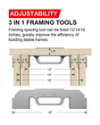 Kolvoii 3-in-1 Framing Tools  12   14   16  On-center 12 14 16 Inch  Silver