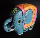 1960 s Mod Elephant Piggy Bank Hand-painted Bright Colors    read   