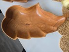 Wooden Leaf Shaped Serving Bowls trays Set Of 2 Rustic Decor Natural Finish Mcm