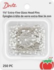 61 Glass Head Pins  Extra Fine  1-3 8-inch 250-count   White