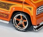 1 Set Of Orange   Silver Chrome 1 64 Staggered 5 Spoke Wheels W good Year Tires