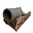 Vintage Metal Mortar Cannon On Wooden Base Spaniard From Xvii 1600s