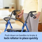 Blue Medline Steel Rollator Walker For Adult Mobility Impairment  350 Lb  Weight