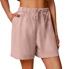 Women Casual Shorts Drawstring Comfy Elastic Waist Summer Shorts With Pockets