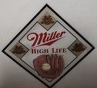 Rare Vintage Miller High Life Beer Baseball Glass Mirror Sign 13x13 In Frame