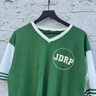 1960s 60s Green White Durene Jersey Jdrp  10 Graphic Vtg Shirt Fits Size Medium