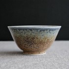 Miya Aoi Nagashi 5 25  Ceramic Rice Bowl Earthy Brown   Ocean Blue Made In Japan