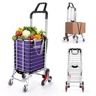 Shopping Cart With Swivel Wheels  Portable Stair Climbing Cart For Folding