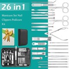 26pcs Pedicure Manicure Set Nail Clippers Ear Cleaner Cuticle Grooming Kit Case