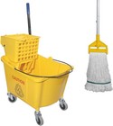 Commercial Mop Bucket With Side Press Wringer On Wheels  Including One Commer   