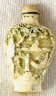 Vintage Antique White Chinese Carved Cinnabar Snuff Bottle With Garden Scene