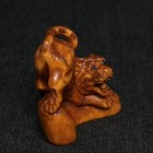 1 Inch Hand Carved Boxwood Netsuke Tiger Stand On Stone Figure Old Collectable