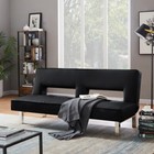 Futon Sofa Bed Pu Leather Convertible Couch Recliner Adjustable Back W metal Leg