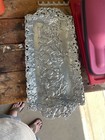 Vintage 1995 Arthur Court Aluminum Rabbit And Rose Reticulated Xl Rectangular Tr