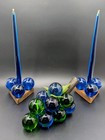 Vintage Blue   Green Lucite Grapes   Candlesticks Rare Mid Century Modern Decor