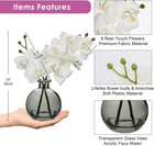 White Orchids Artificial Flowers Faux Orchid Arrangement With Black Glass Vase S