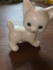 A Pair Of Vintage  Matte White Ceramic Cat Figurines With Painted Details 