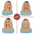 Blonde Gold Brown Short Natural Wavy Curly Blonde Wig Women s Synthetic Hair