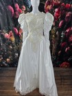 Vintage 1980 s Demetrios Wedding Gown   100  Royal Xl Train   Puffy Sleeves
