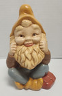 Lot Of 2 Vtg 70s Garden Gnome Elf Ceramic Shelf Garden Statues Hand Painted Mcm
