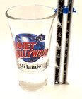 Planet Hollywood Shot Glass Orlando 3 5  Tall Blue   Red Logo Bar Room Barware