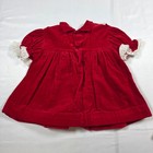 Polly Flinders Vintage Red Velvet Hand Smocked Baby Girl Dress 12m Lace Trim