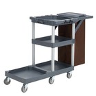 Janitorial Cleaning Cart 3 Shelf Commercial Housekeeping Trolley Vinyl Bag Caddy