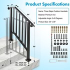 Handrails For Outdoor Steps Matte Black Wrought Iron  Stair Railing For 2-3 Step