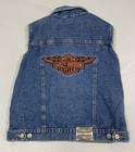 Vintage Harley-davidson Denim Vest  Metal Logo Embroidered Youth M 12 14
