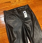New Gap Kids Girls Flare High Rise Pants Size 12 Black Faux Leather Wide-leg