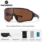 Rockbros Full Frame Polarized Glasses Cycling Goggles Outdoor Sunglasses Brown