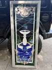 Antique Leaded Stained Beveled Glass Window Panel