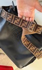 Fendi Baby Diaper Bag Black Nylon And Leather Monogram Strap