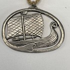 Vintage Signed Havstad Tinn Norway Pewter Viking Ship Boat Pendant Or Ornament