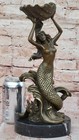 Art Deco Handcrafted Detailed Mermaid Sea Ocean Candle Holder Bronze Figurine