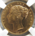 Great Britain 1871 Shield Gold 1 Sovereign Ngc Ms-61 Die 28