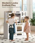 Wooden Play Kitchen For Kids Ages 3-8 With Lights   Sounds  white 