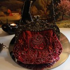 Victorian 1800 s Style Red Velvet Beaded Purse