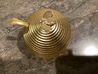 Vtg 1970 s Avon Silk   Honey Storage Glass metal Top Beehive Jar W gold Spoon 3   