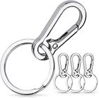 2 4pcs Keychain Key Ring Carabiner Clip Keyring Chain Fob Holder Silver Metal