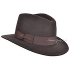 100  Wool Fedora Hat Adorned With Grosgrain Band - Men women Unisex Fedora