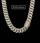 20mm Iced Out Cuban Link Chain Necklace Gold Plated Rhinestone Box Clasp