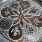 Vintage Middle Eastern Copper Brass Etched Enamel Plate Wall Hanging