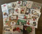 Nice Lot Of 25 vintage Antique Holidays Greeting Postcards santa in Sleeves-d51