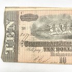 1864  10 Dollar Bill Banknote Confederate States Of America Richmond Civil War
