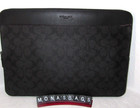 Coach 66552 Signature Canvas   Leather 15    Laptop Case Black Oxblood Nwt  250