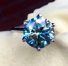 5 20 Ct Round Cut Simulated Blue Diamond Solitaire Ring In 925 Sterling Silver