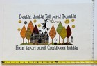Hand Stitched Halloween Cross Stitch Piece    toil And Trouble    Ready To Frame 